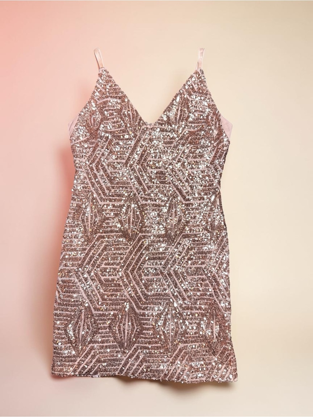VENUS Blush Sequin Slip Dress